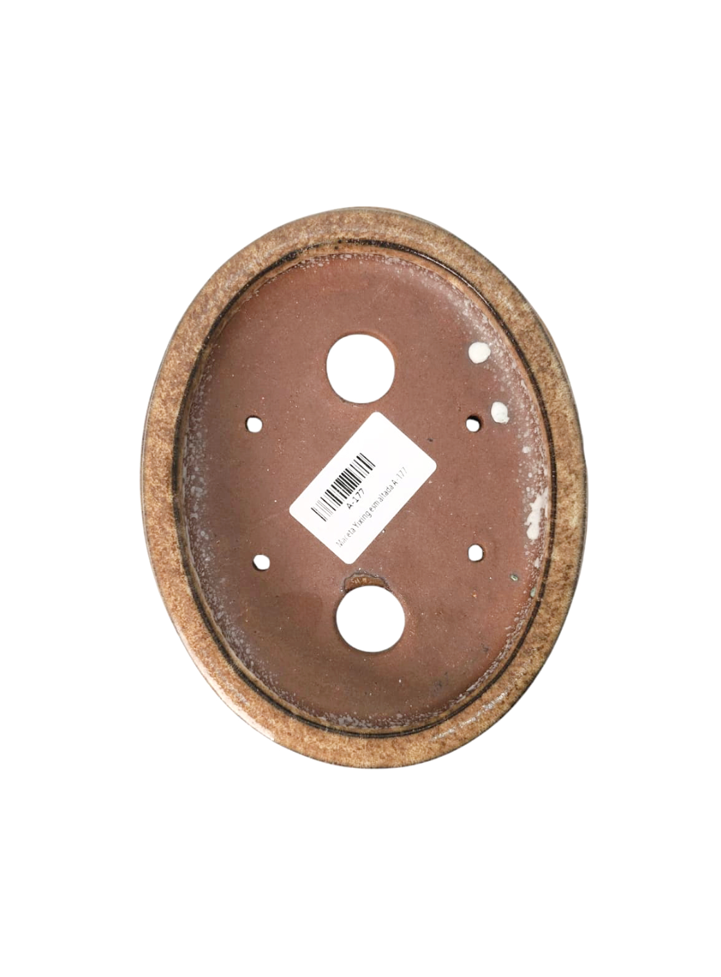 Pot ovale plat - émaillé marron