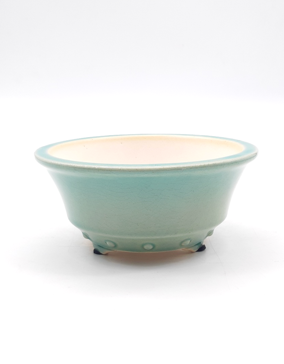 Pot rond émaillé vert transparent