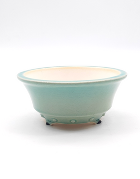 Pot rond émaillé vert transparent