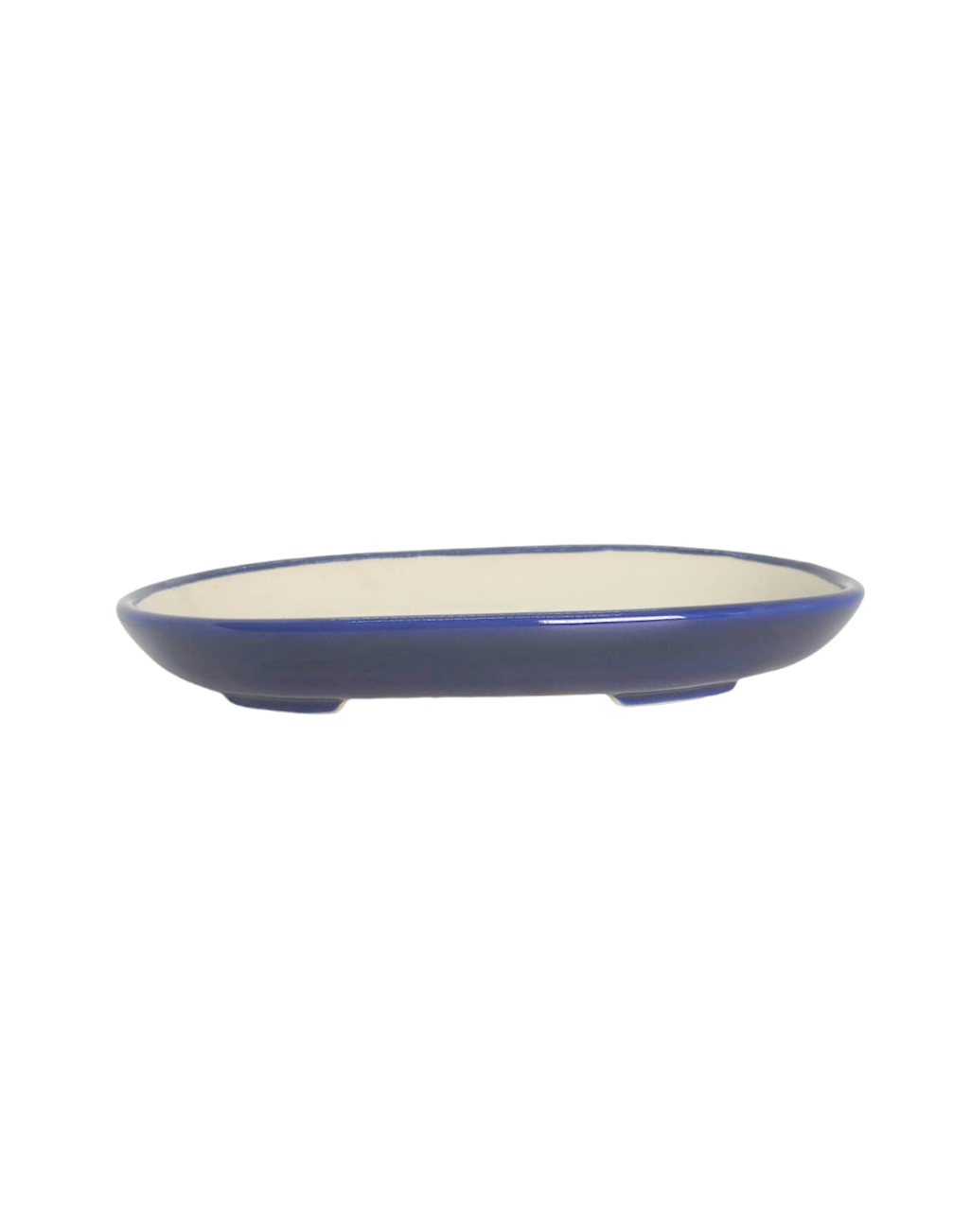 Pot ovale plat - émaillé bleu de Chine