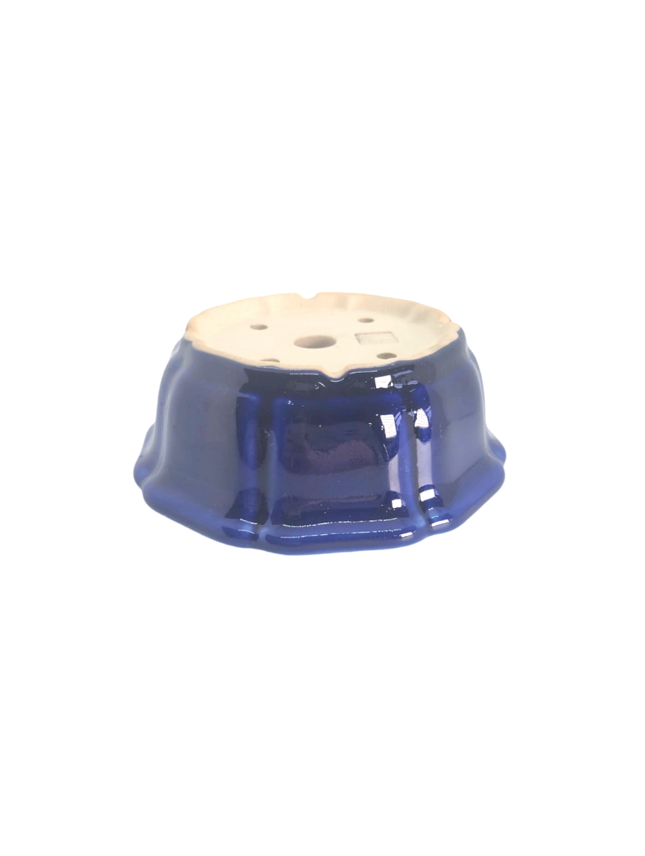 Pot fleur émaillé bleu de Chine