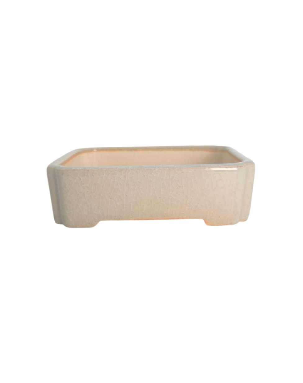 Pot rectangle émaillé beige-gris clair