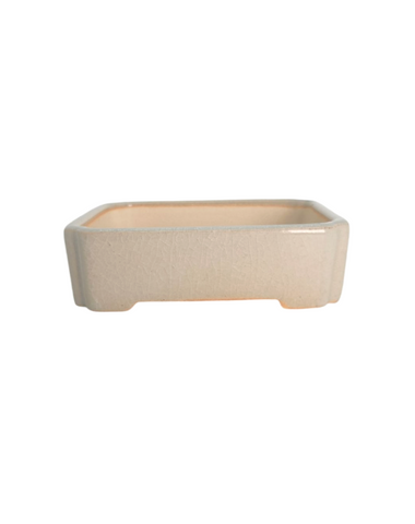 Pot rectangle émaillé beige-gris clair