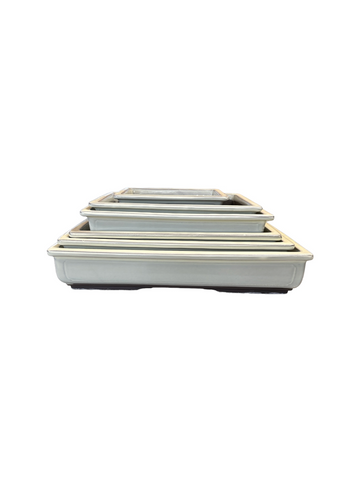 Pot rectangulaire émaillé beige