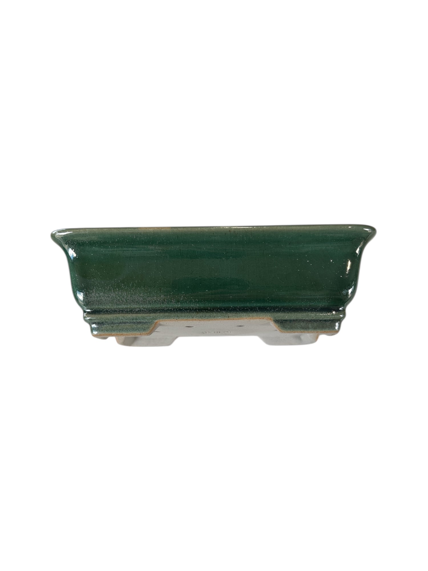 Pot rectangulaire pour bonsaï émaillé - Vert brillant