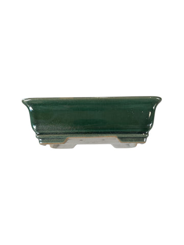 Pot rectangulaire pour bonsaï émaillé - Vert brillant