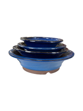 Pot rond émaillé japonais - Bleu de Chine