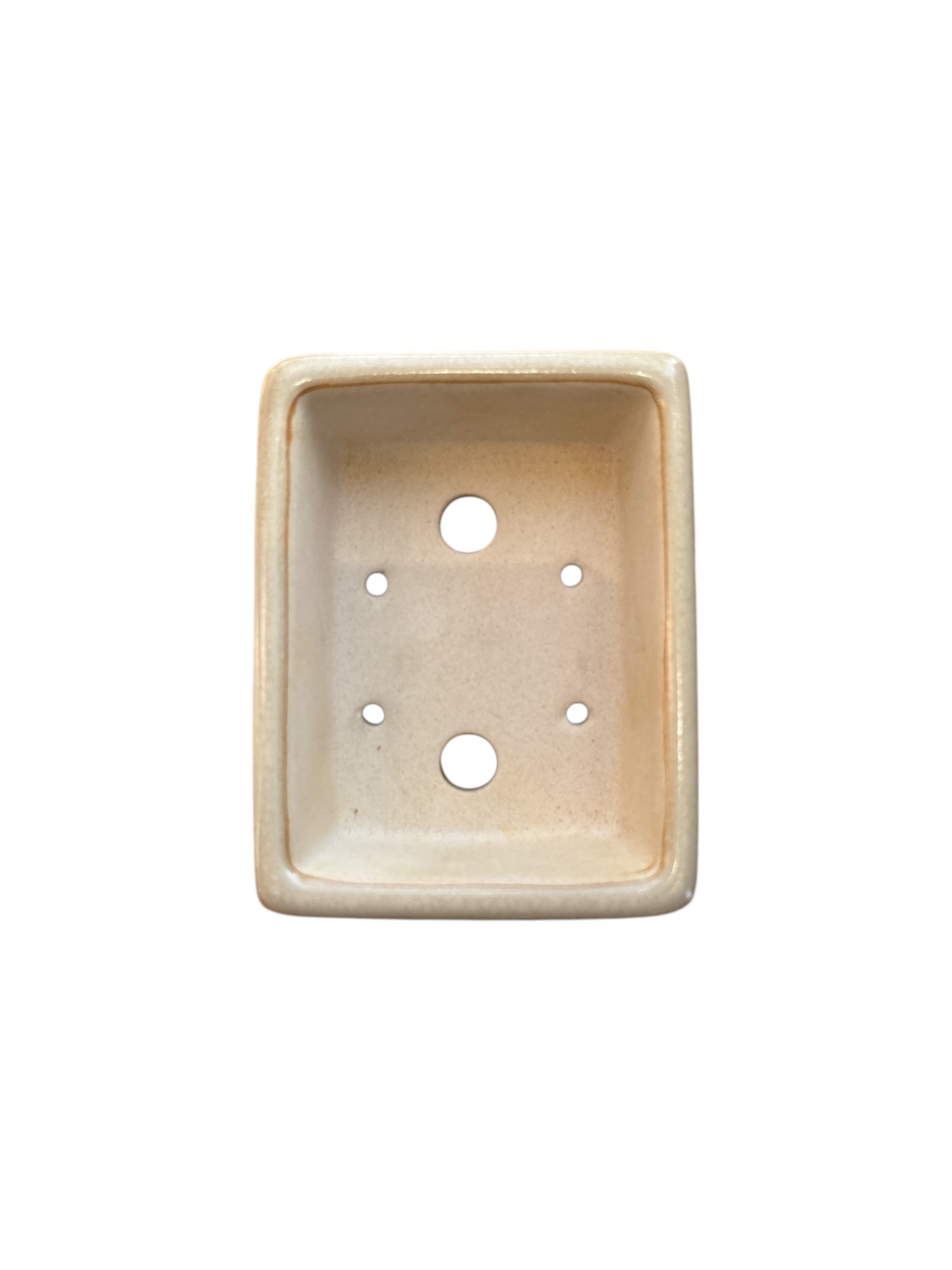 Pot rectangle à bonsaï émaillé beige