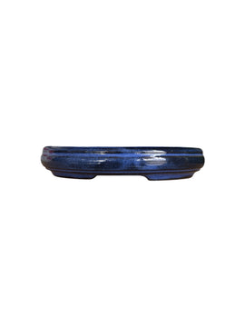 Pot ovale plat - émaillé bleu de Chine