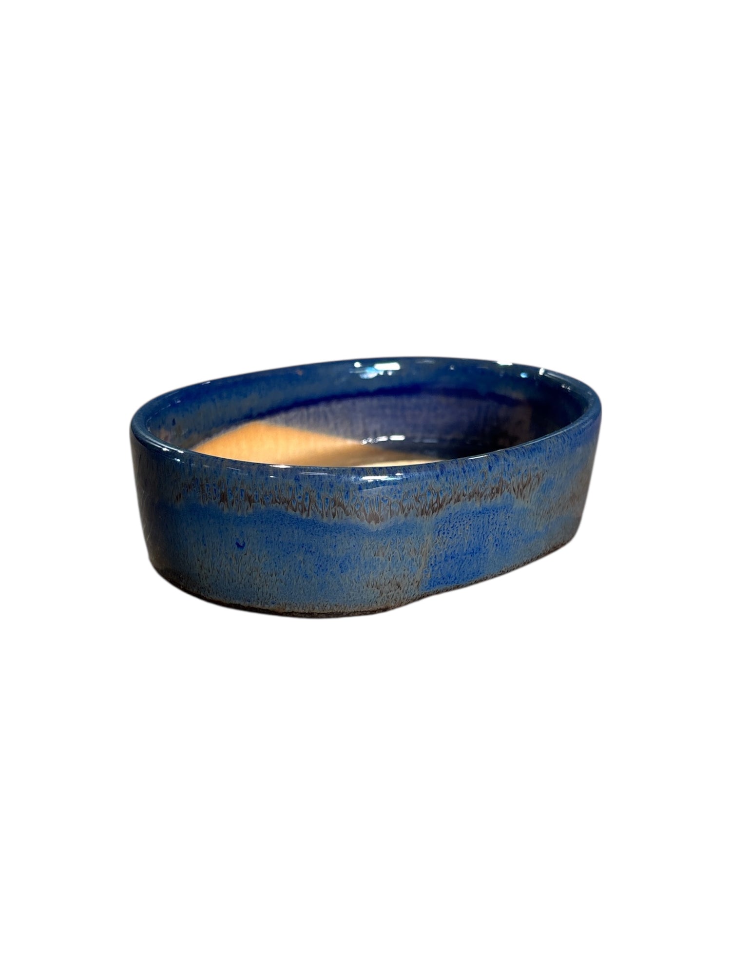 Pot à bonsaï émaillé bleu