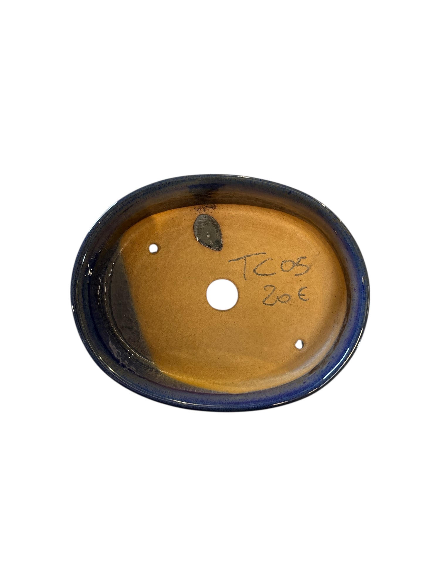 Pot à bonsaï émaillé bleu