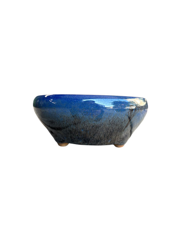 Pot à bonsaï émaillé bleu