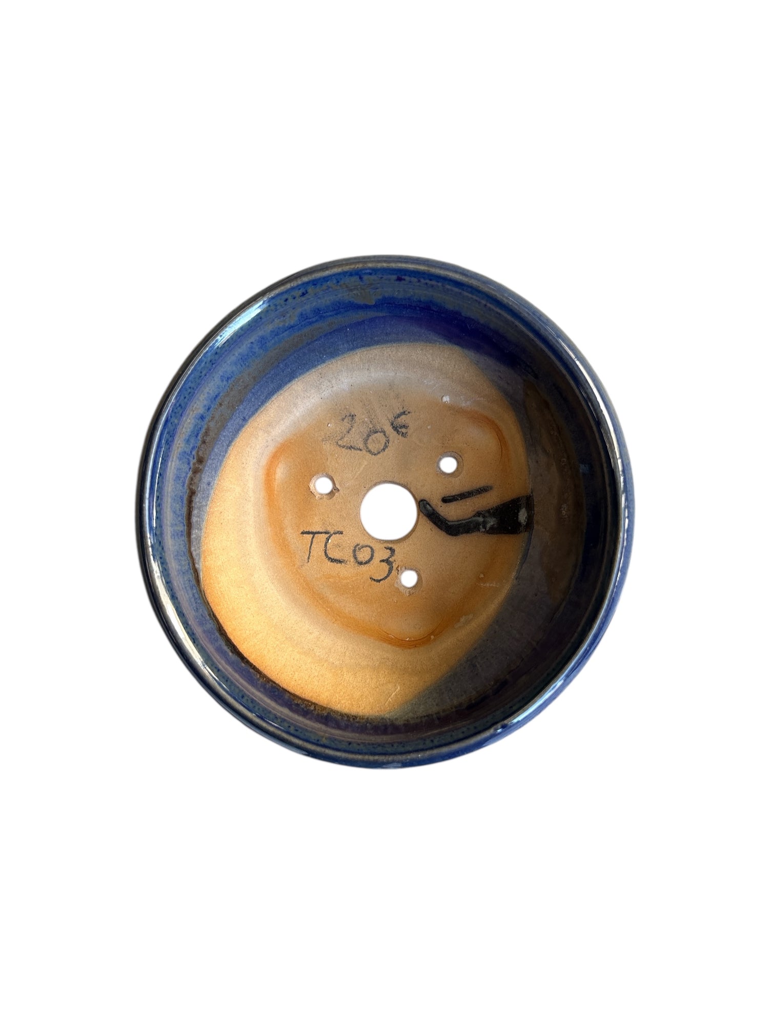 Pot à bonsaï émaillé bleu