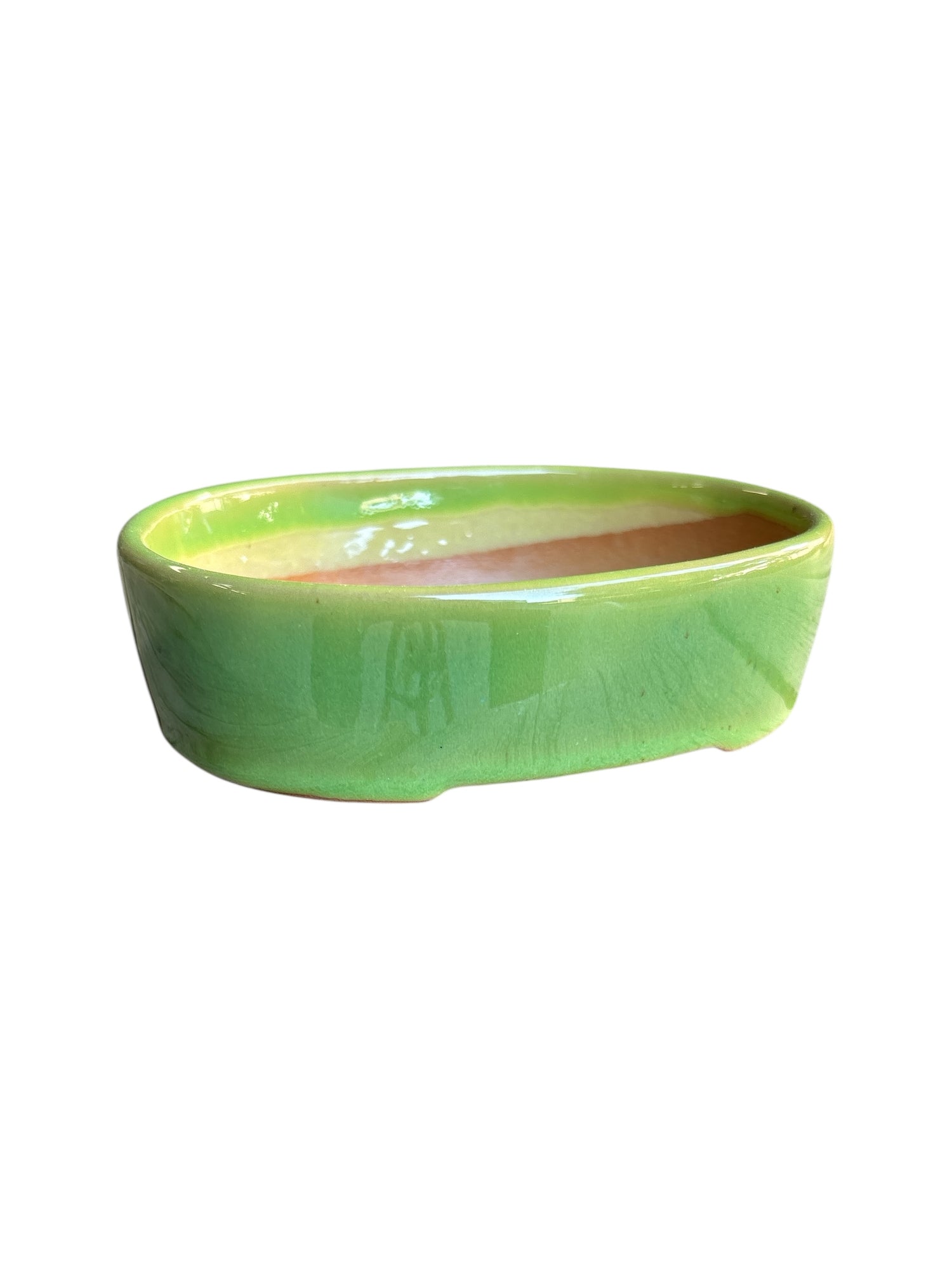 Pot ovale émaillé vert olive