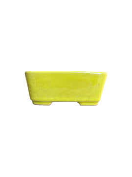 Pot à bonsaï émaillé jaune