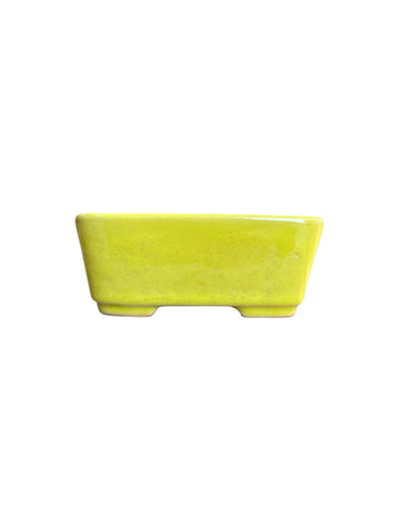 Pot à bonsaï émaillé jaune