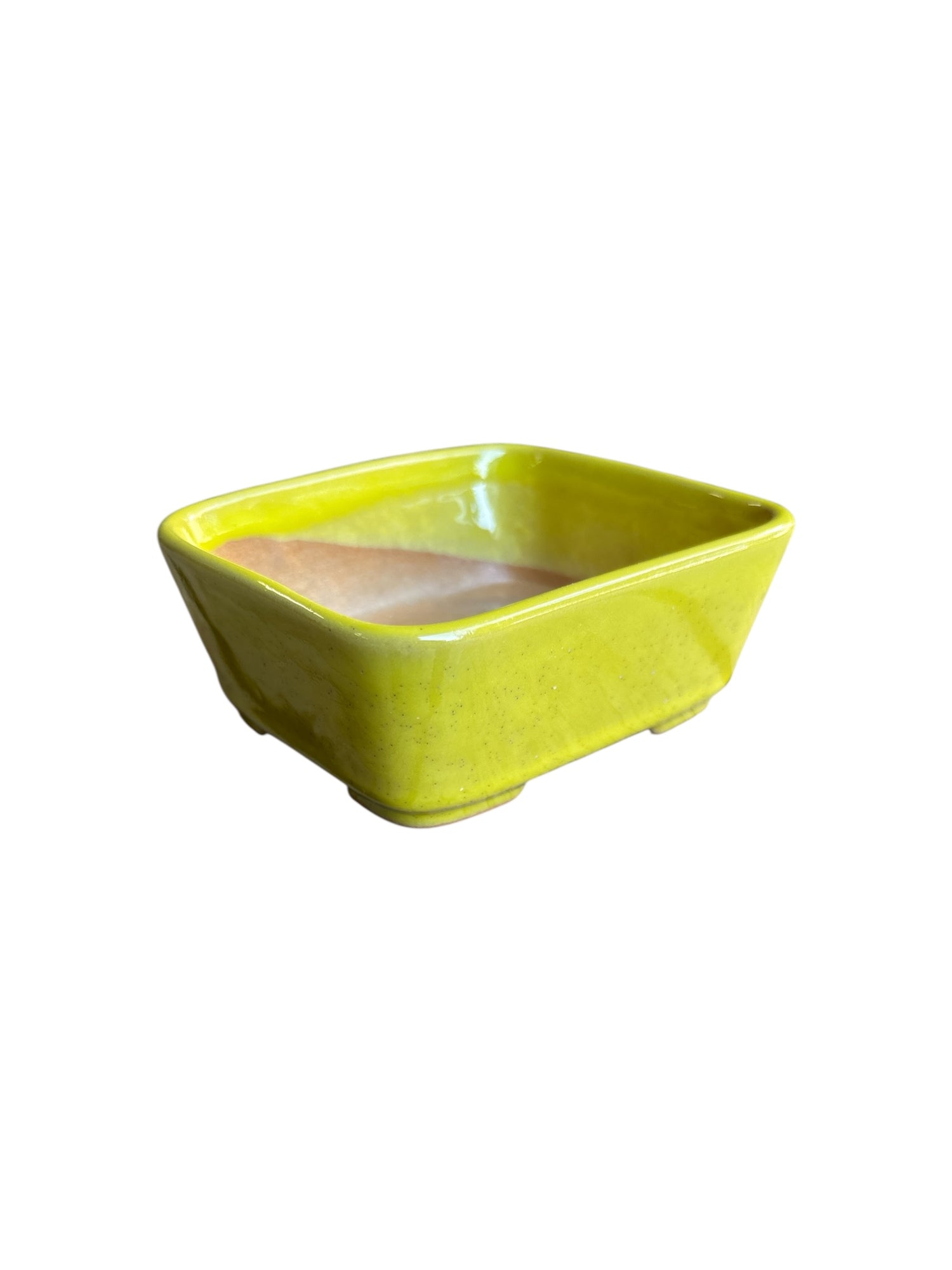 Pot à bonsaï émaillé jaune