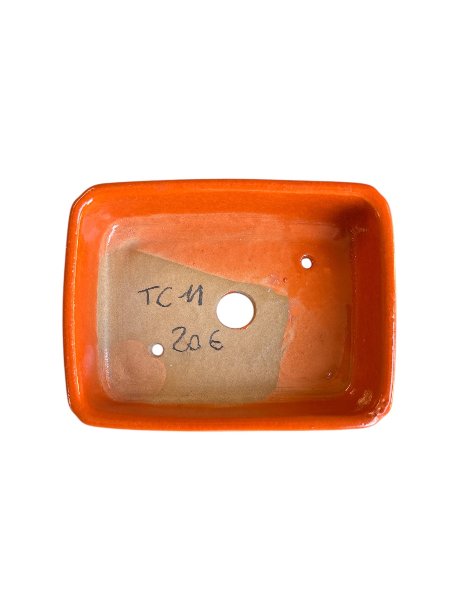 Pot à bonsaï émaillé orange