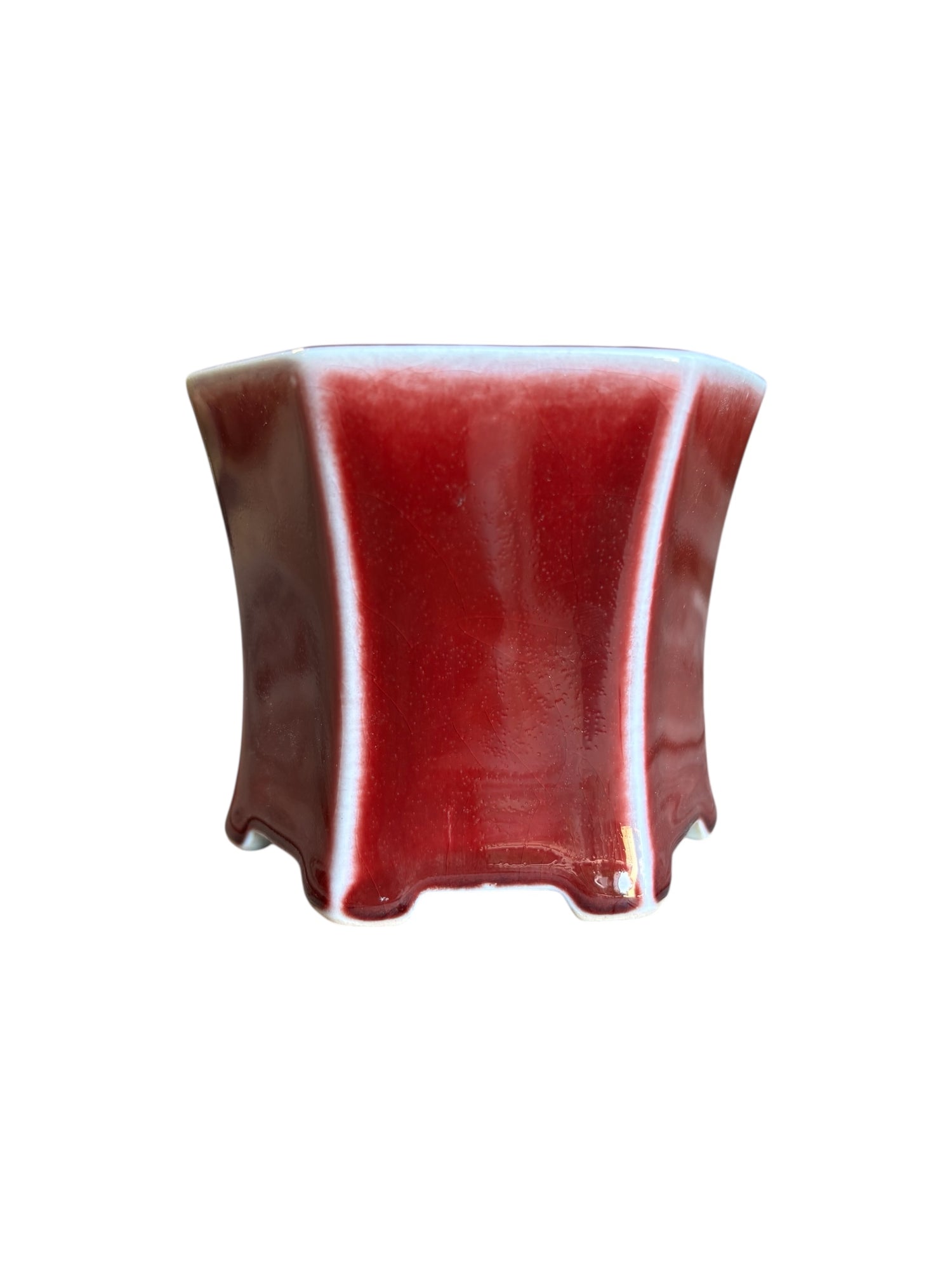 Pot à bonsaï émaillé rouge