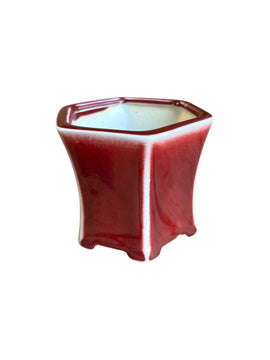 Pot à bonsaï émaillé rouge