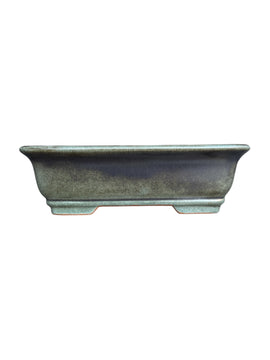 Pot rectangulaire pour bonsaï émaillé - Vert mat