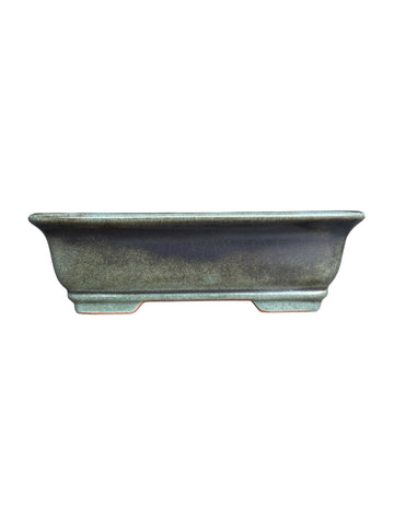 Pot rectangulaire pour bonsaï émaillé - Vert mat