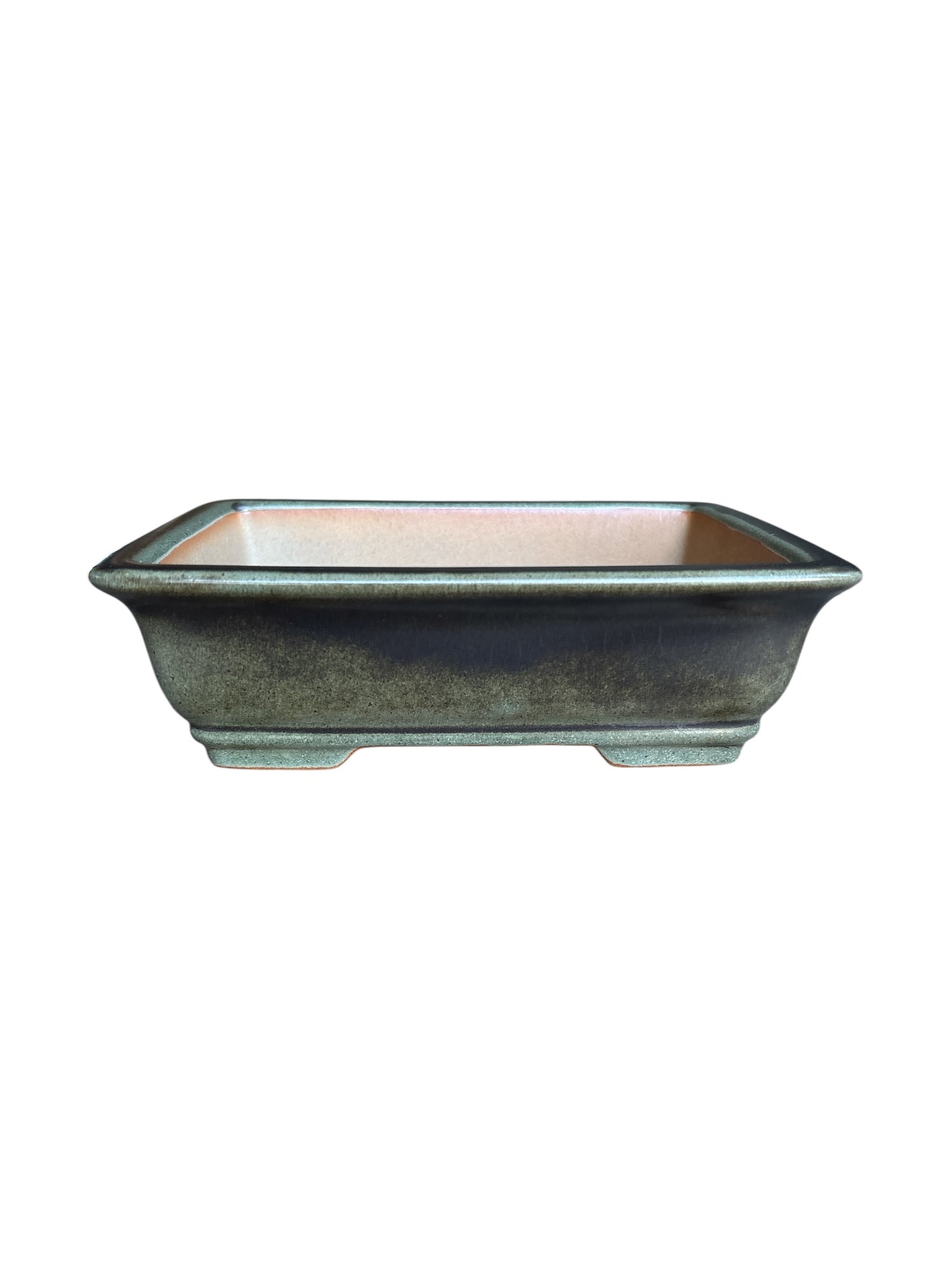 Pot rectangulaire pour bonsaï émaillé - Vert mat