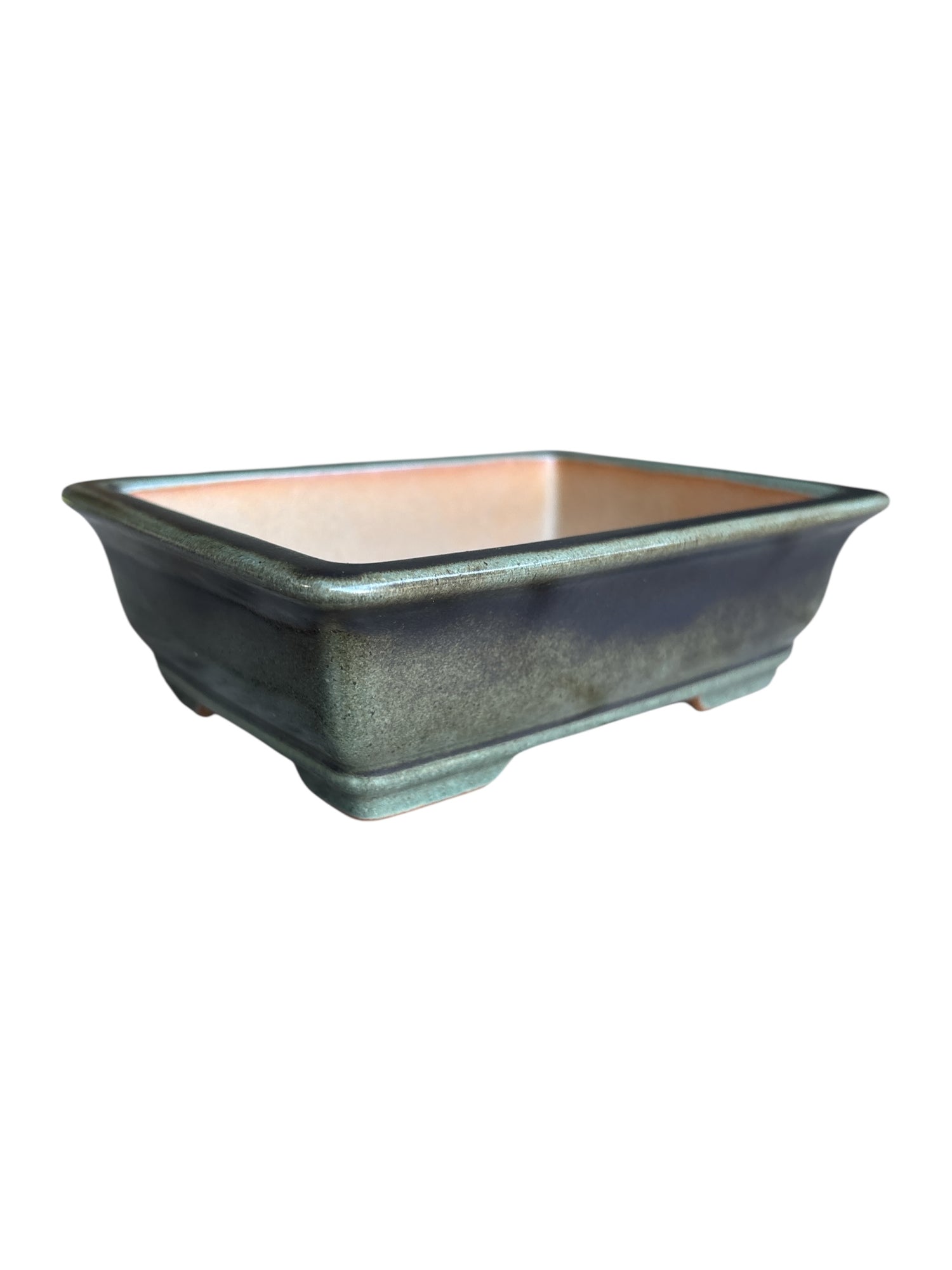 Pot rectangulaire pour bonsaï émaillé - Vert mat