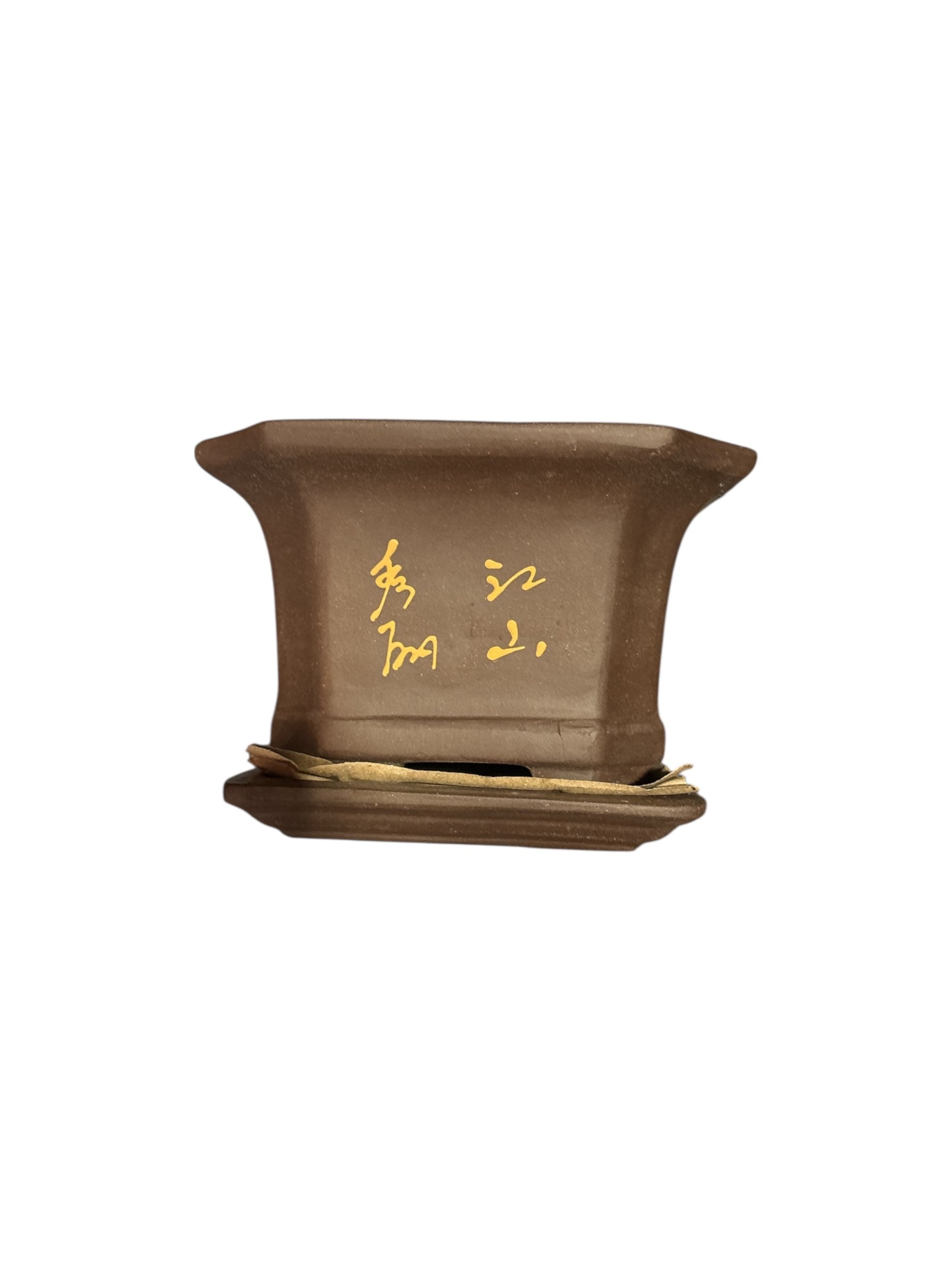 Pot non émaillé décoré avec soucoupe