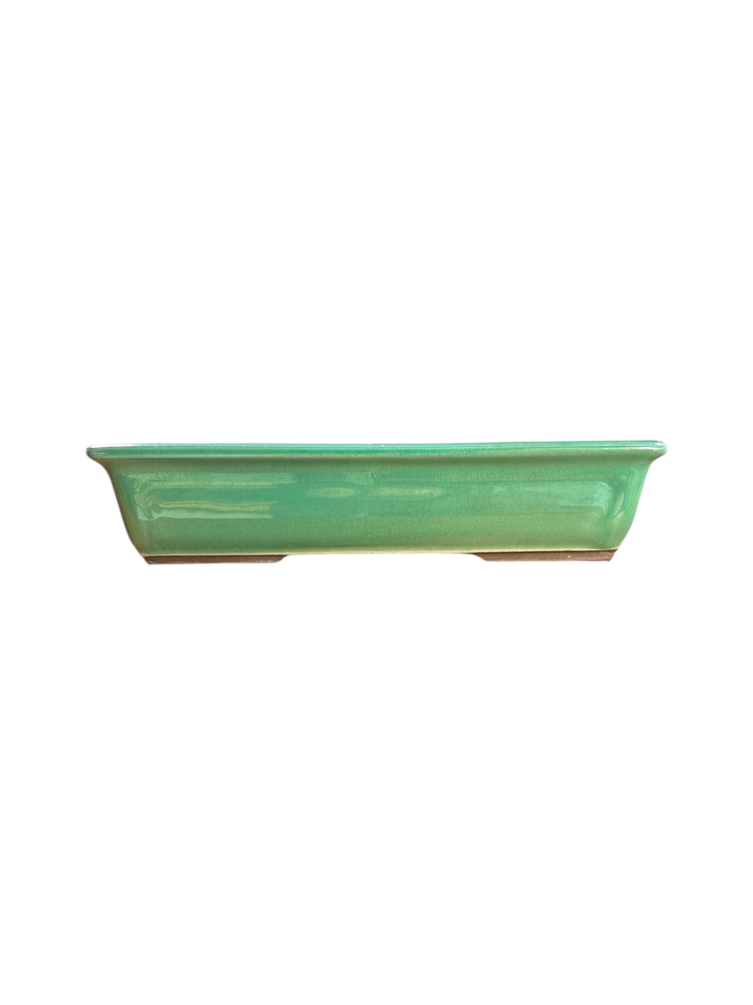 Pot rectangulaire pour bonsaï émaillé - Vert