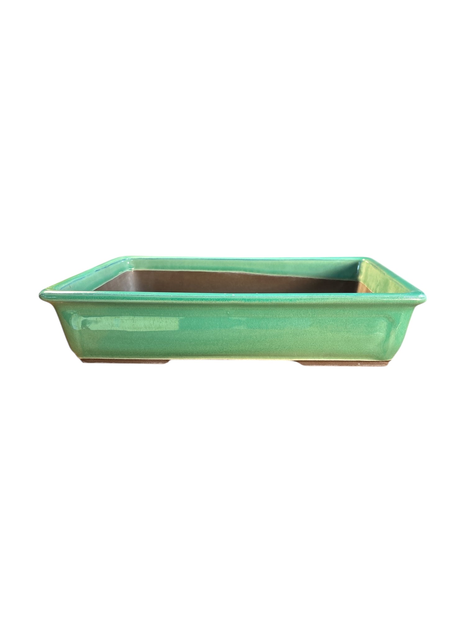 Pot rectangulaire pour bonsaï émaillé - Vert