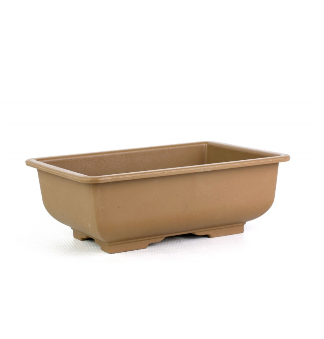 C’est un pot plastique visible de côté marron clair pour bonsaï 